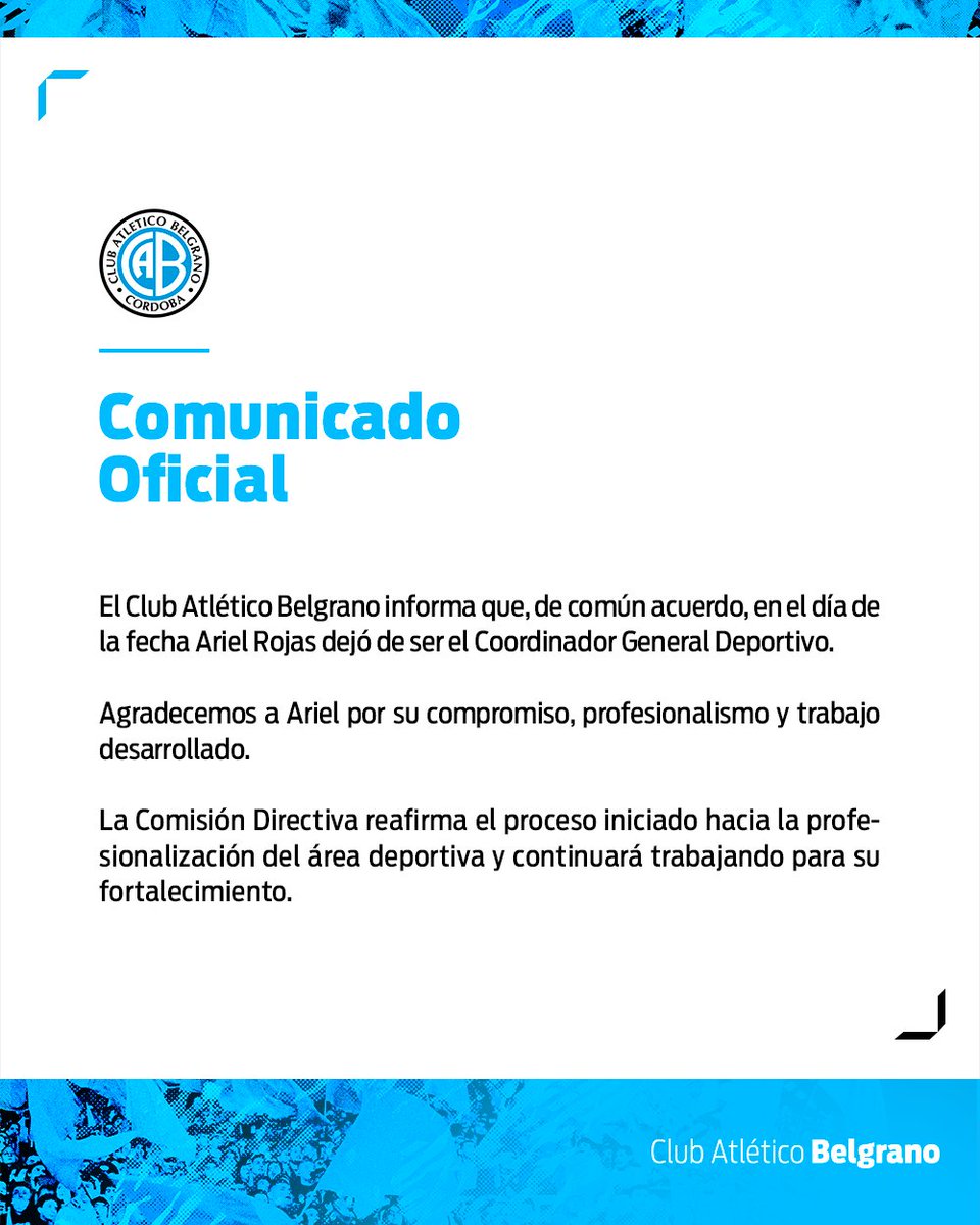 📣 Comunicado oficial del Club Atlético #Belgrano.