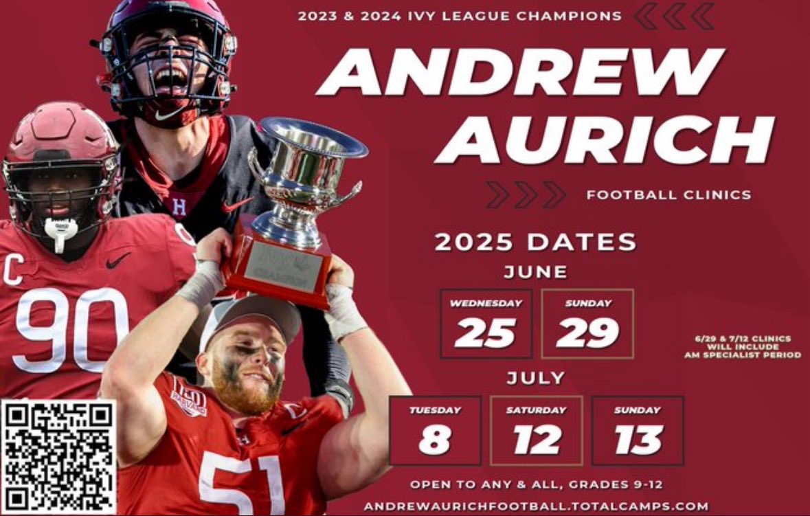 Thank you <a href="/Coach_Joel_Lamb/">Joel Lamb</a> for the camp invite! <a href="/HarvardFootball/">Harvard Football</a>