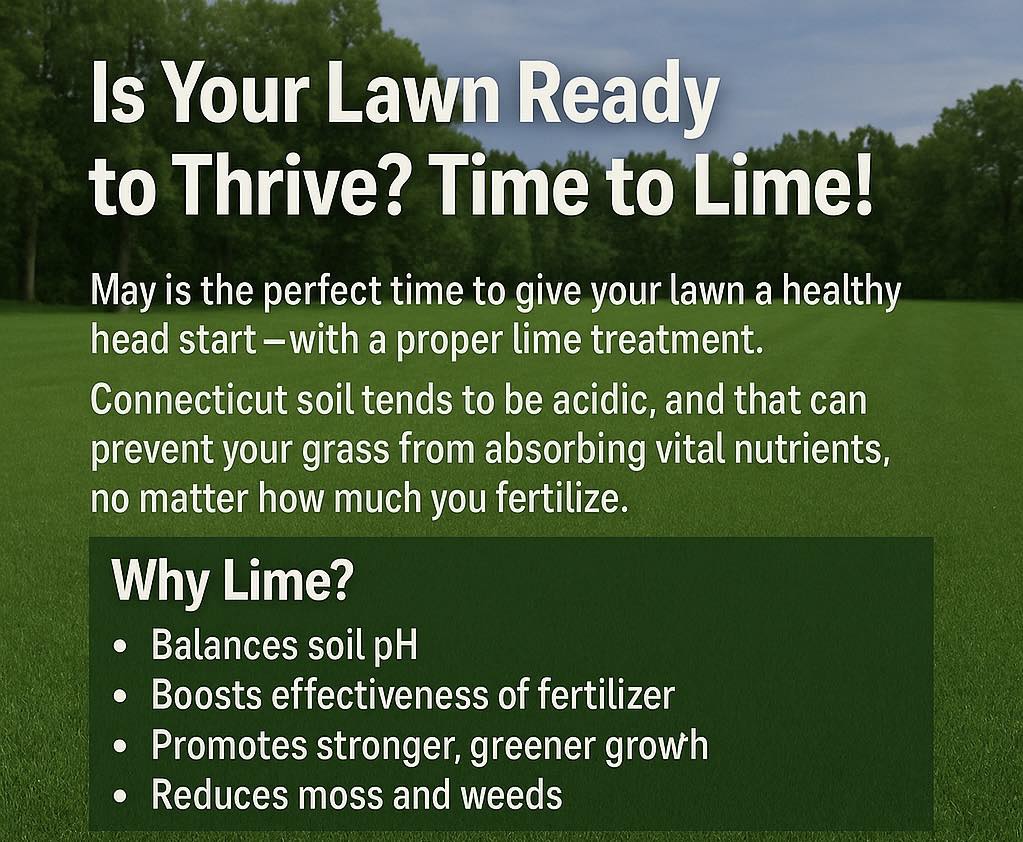 Give your grass what it really needs to thrive this season.Lime now—grow lush all summer long. 
Call 203-75-GREEN (4-7336)
