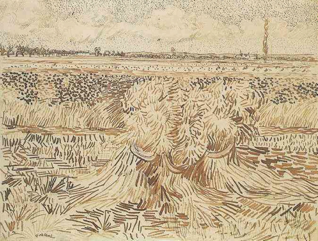 ArtstorePL's tweet photo. Vincent Van Gogh  
Wheat Field With Sheaves  
1888
---
#landscape #VincentVanGogh #postimpressionism https://t.co/iweJcxMSG7