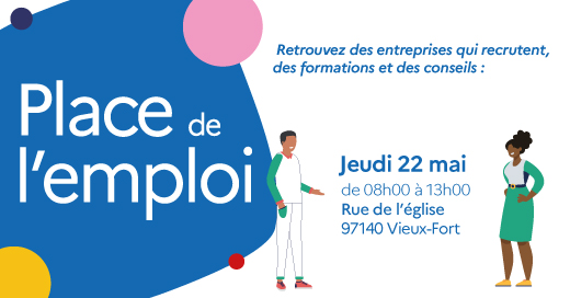 👉Jeudi 22 mai, France Travail, la <a href="/MileGpe/">Mission Locale Guadeloupe</a> et <a href="/Capemploi_/">Cap Emploi</a> vous donnent rdv à Vieux-Fort pour la 2nde édition de la Place de l'emploi. 
Découvertes de métiers, formations, offres d'emploi...de 8h à 13h le village de l'emploi et de la formation vient à votre rencontre !