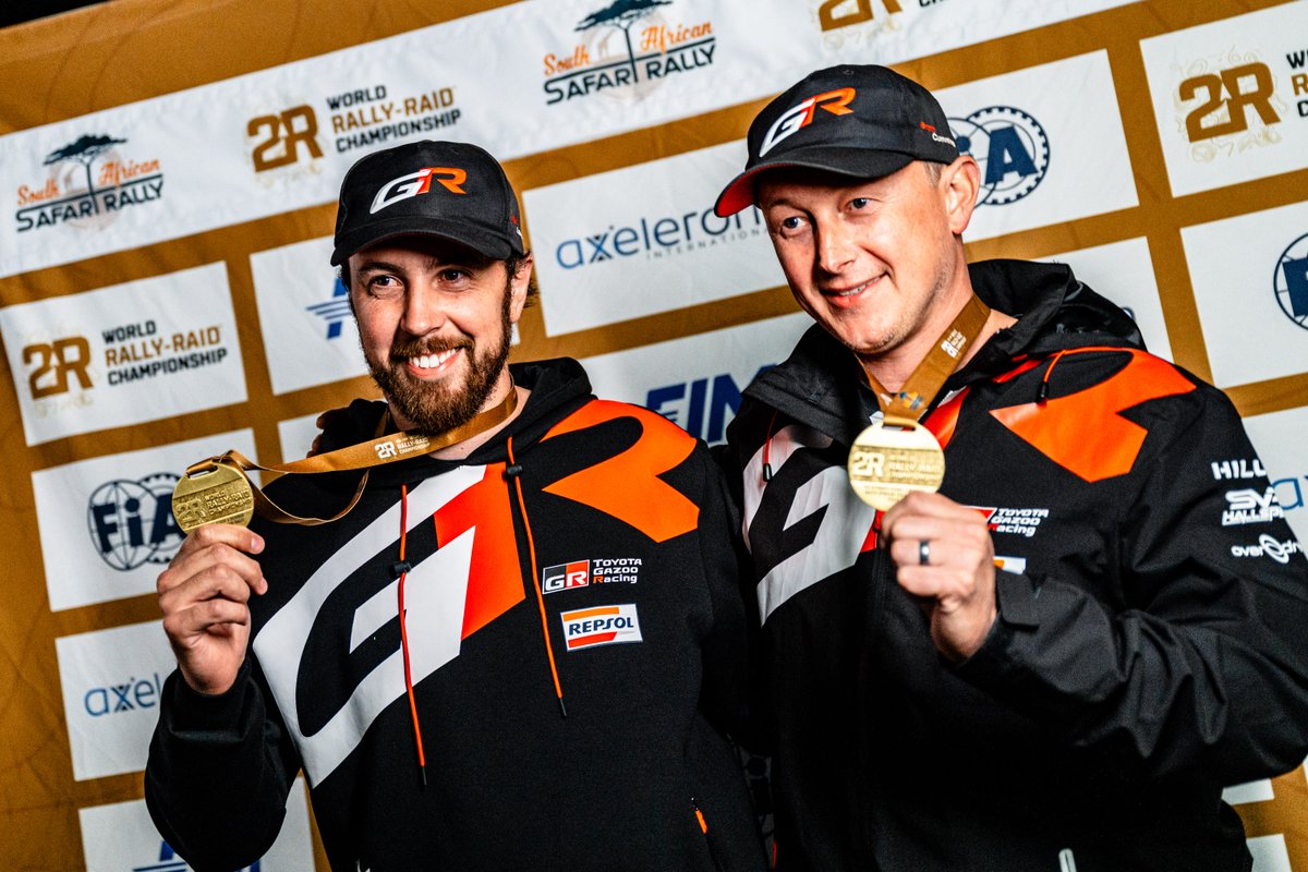 TGRSouthAfrica's tweet image. TGR_W2RC: Henk &amp;amp; Brett finish the day on P1 after a strong performance through Lichtenburg’s tough terrain! 💪
Lucas &amp;amp; Armand climb to P6, while Seth &amp;amp; Dennis secure P10.
A solid day all around, on to the next! 🚗💨
#TGRW2RC #Toyota #Repsol #RedBull #Sou…