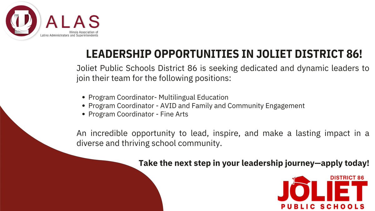 Illinois ALAS (@illinoisalas) on Twitter photo Click the link to apply: joliet86.schoolspring.com Click the link to apply: joliet86.schoolspring.com