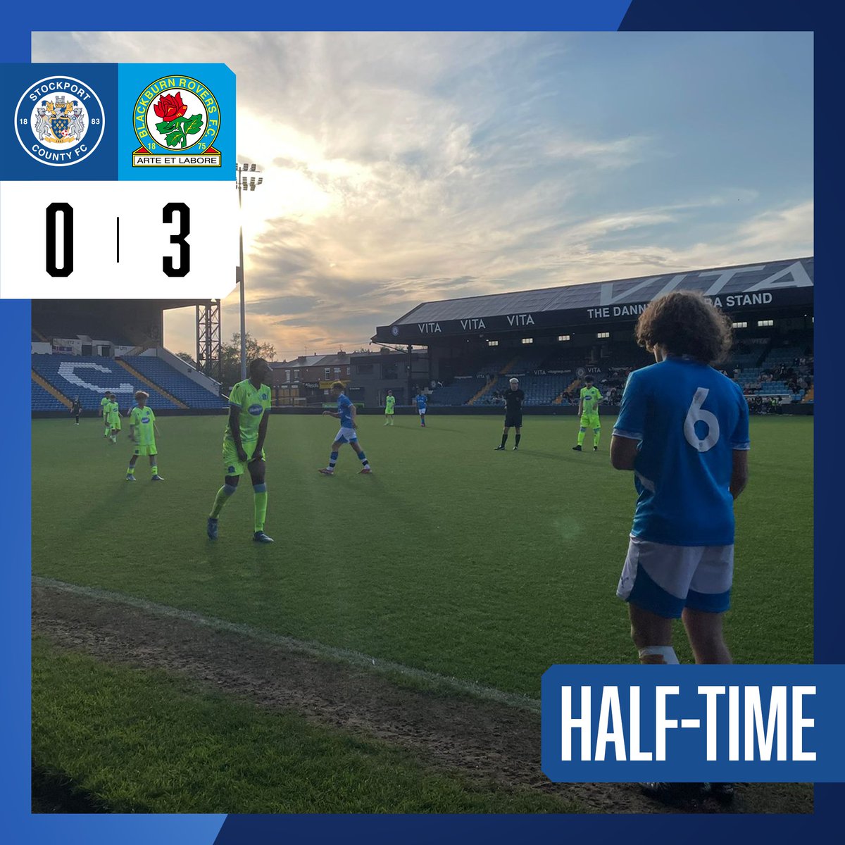 The visitors have a strong lead at half-time.

#StockportCounty #CountyAcademy