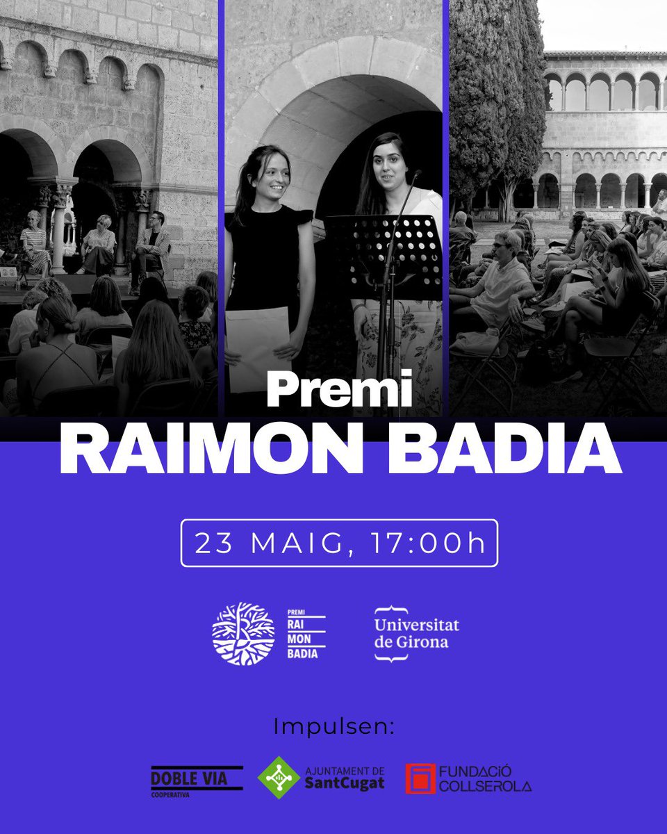 ⏳ Només queden 3 dies!
📅 Aquest divendres 23/05 a les 17 h celebrem el 6è Premi Raimon Badia a la UdG!

🎓 Reconeixement a projectes innovadors d’estudiants de Pedagogia i Educació Social de tot Catalunya.
🎁 2.000 € premi + 1.000 € accèssit

#PremiRaimonBadia