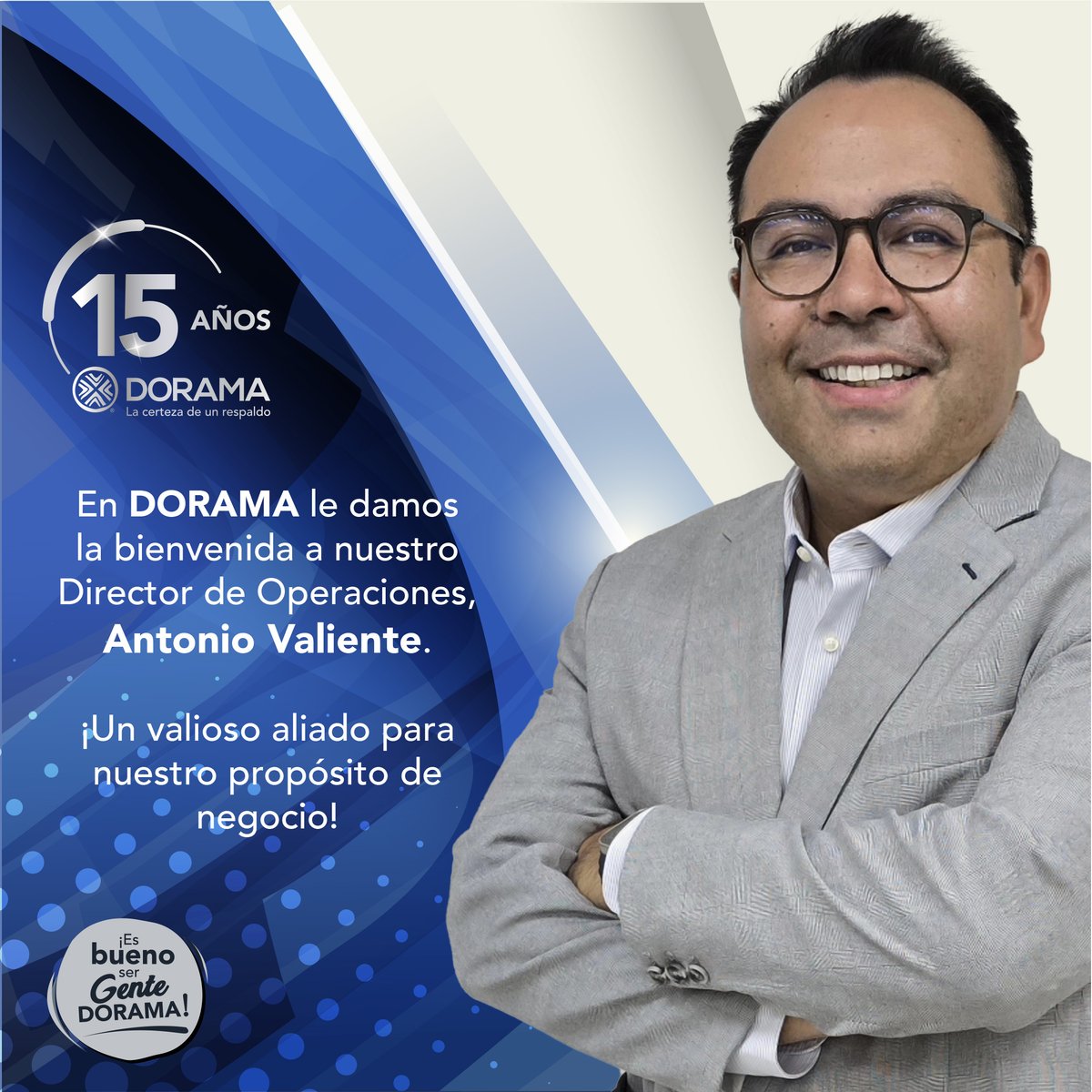 Nos llena de entusiasmo darle la bienvenida a Antonio Valiente, quien se integra como nuestro Director de Operaciones. Con una sólida trayectoria en el sector financiero y #afianzador, llega para sumar su #VisiónEstratégica, #EnfoqueComercial e impulso innovador a DORAMA