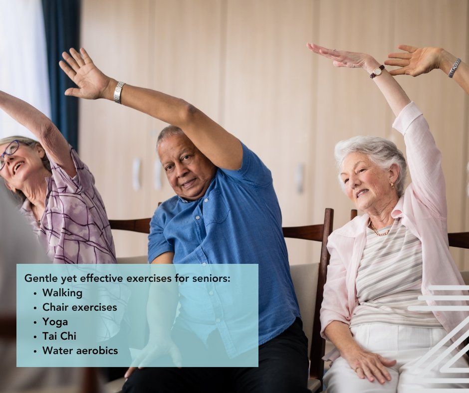 Exercise Ideas for Seniors

Exercise doesn’t have to be intense to be effective, especially as we age. Here are some gentle yet effective exercises to keep you moving and feeling strong:
1. Walking: A daily stroll is a great way to keep your joints flexible and your heart