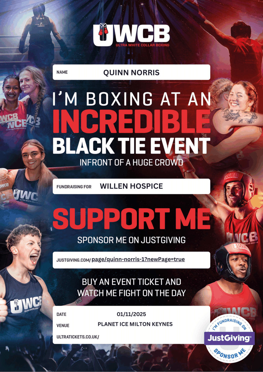 Ive not even started my proper training yet but Ive lost nearly a stone and already Raised £200 For Charity!!!

Thank you for everyone who has donated I really Appreciate all of you!!!

We are going to have to up the Total to £300!!!

<a href="/willenhospice/">Willen Hospice</a> 

justgiving.com/page/quinn-nor…