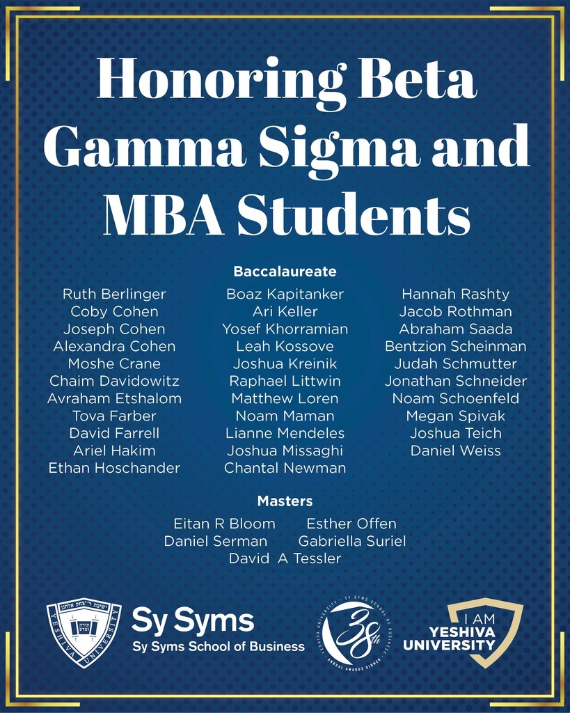 ✨️ Congratulations to our Beta Gamma Sigma International Business Honor Society inductees! ✨️👏🎓️⁠

We'll be spotlighting our student and faculty awardees and honorees leading up to our 38th annual Sy Syms Awards Dinner tomorrow night!⁠

#SySymsHonors #BetaGammaSigma