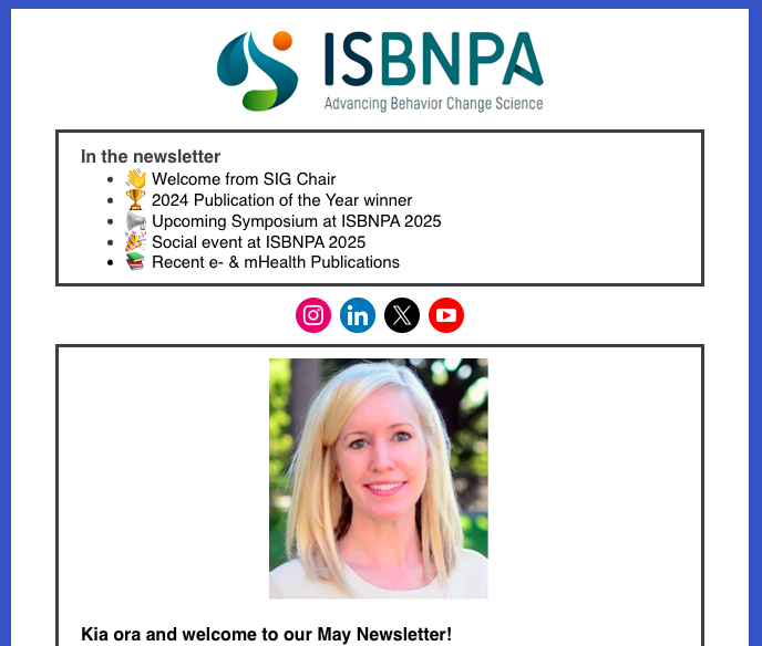 Learn all about the latest activities from the #ISBNPA e &amp; mHealth SIG!
👉 loom.ly/42yX9RQ