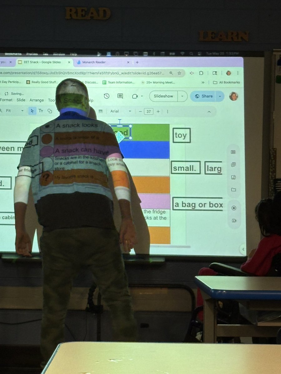 EET -Expanding Expression Tool- AAC and writing. We were talking about snacks.