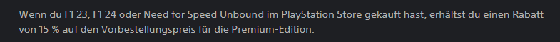 michael_doll's tweet photo. @PlayStationDE @EA: Frage besitze F1 23 + 24 usw., wo wird denn bitte der " versprochene " Rabatt verrechnet ? https://t.co/umD75w2KX7