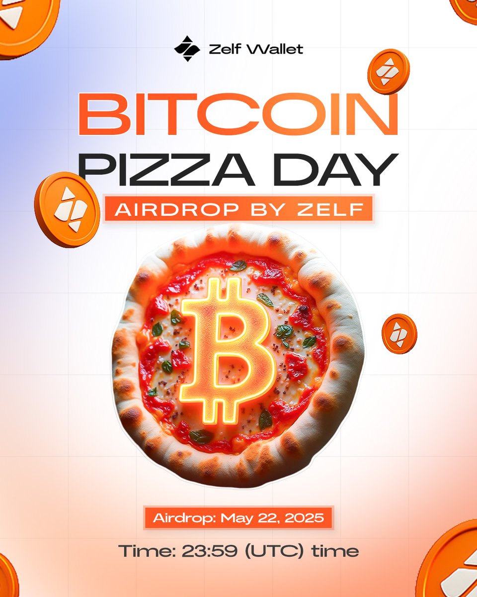 🍕Get ready for an EPIC #BitcoinPizzaDay with Zelf! 🚀 

We’re celebrating the day that started it all by paying homage to Laszlo Hanyecz historic purchase of 2 pizzas with 10,000 BTC.

This time, we are doing a MASSIVE 10,000 ZNS tokens airdrop evenly split between 10 lucky