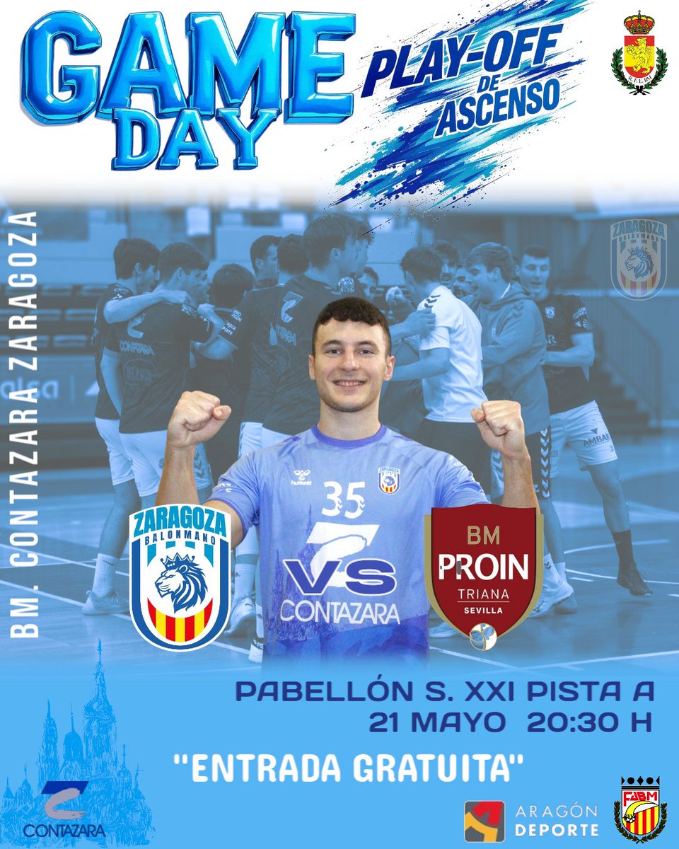 ZaragozaBM's tweet photo. 🔥 𝗚𝗔𝗠𝗘 𝗗𝗔𝗬 🔥
📢 ¡AFICIÓN, ha llegado el momento!

⏰️20:30 h 
🆚 @bm_prointegrada   
🏟  Siglo XXI
🎟️ Entrada gratuita

💙 ¡Llenemos el pabellón y animemos al equipo como nunca!

#ÚneteAlPoderdelRugido
#BmContazaraZaragoza https://t.co/htfIJR93yj
