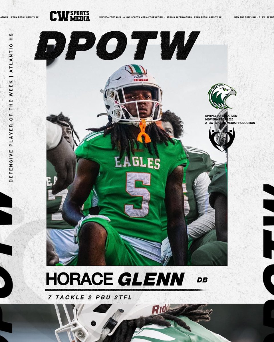 New Era Prep (@eraprep) on Twitter photo After a dominant performance in the Palm Beach Gardens Spring Showcase, Atlantic High DB Horace Glenn has been named as the NewEraPrep Spring Defensive Player of the Week
<a href="/AHS_BALL/">AtlanticFootball</a> <a href="/HoraceGlenn0/">Horace Glenn III</a> After a dominant performance in the Palm Beach Gardens Spring Showcase, Atlantic High DB Horace Glenn has been named as the NewEraPrep Spring Defensive Player of the Week
<a href="/AHS_BALL/">AtlanticFootball</a> <a href="/HoraceGlenn0/">Horace Glenn III</a>