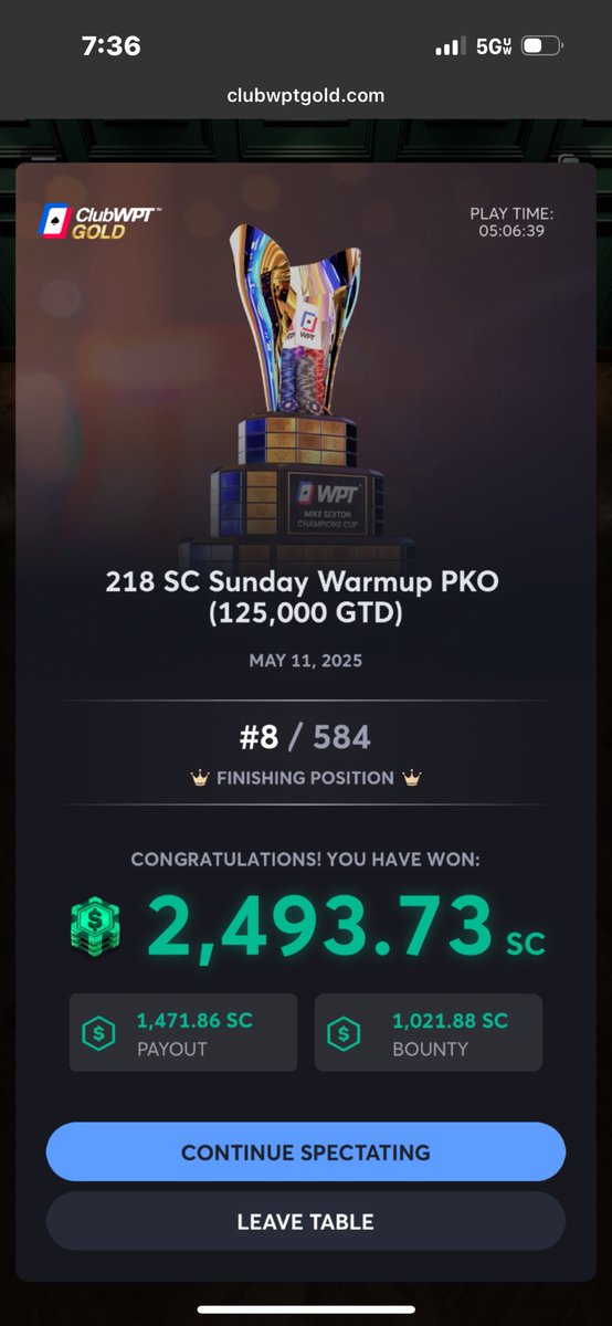 <a href="/PaulTreffx/">Paul</a> <a href="/ClubWPTGold/">ClubWPT Gold</a> @JooshDouche <a href="/WPT/">World Poker Tour</a> Congrats! This had me a little tilted the week prior. 🤣 but hey I’ll take it!