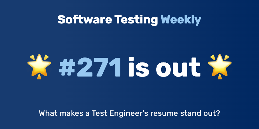 Software Testing Weekly π (@qanewsletter) on Twitter photo Hey! π
The 271st issue is out!
softwaretestingweekly.com/issues/271
Congrats <a href="/qalogyblog/">QAlogy</a>, <a href="/AyaAkl/">Aya Akl πͺπ¬π©π»βπ»</a>, <a href="/Gabbibility/">Gabbi Trotter π©βπ»</a>, <a href="/Mona101ma/">Mona M.Abd El-Rahman</a>, <a href="/jarbon/">Jason Arbon π§ββοΈ</a>, <a href="/rieckpil/">Philip Riecks</a>, @cjmash, <a href="/nora_weisser/">Eleonora Belova</a>, <a href="/ppvi/">Jose AlcΓ©rreca</a>, <a href="/debs_obrien/">Debbie O'Brien</a>, @executeAuto and <a href="/bilawalsidhu/">Bilawal Sidhu</a>!
#SoftwareTesting #QA Hey! π
The 271st issue is out!
softwaretestingweekly.com/issues/271
Congrats <a href="/qalogyblog/">QAlogy</a>, <a href="/AyaAkl/">Aya Akl πͺπ¬π©π»βπ»</a>, <a href="/Gabbibility/">Gabbi Trotter π©βπ»</a>, <a href="/Mona101ma/">Mona M.Abd El-Rahman</a>, <a href="/jarbon/">Jason Arbon π§ββοΈ</a>, <a href="/rieckpil/">Philip Riecks</a>, @cjmash, <a href="/nora_weisser/">Eleonora Belova</a>, <a href="/ppvi/">Jose AlcΓ©rreca</a>, <a href="/debs_obrien/">Debbie O'Brien</a>, @executeAuto and <a href="/bilawalsidhu/">Bilawal Sidhu</a>!
#SoftwareTesting #QA
