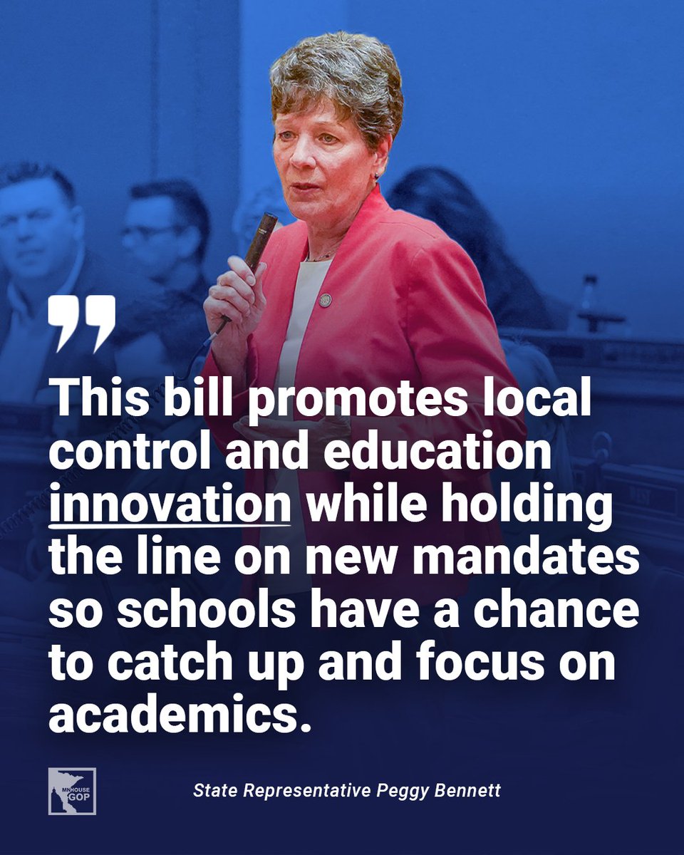 MN House Republicans (@mnhousegop) on Twitter photo Last week, Republicans passed an education budget bill that puts our schools FIRST—without tying their hands with costly, one-size-fits-all mandates.
This bill offers common-sense solutions to give schools the flexibility and support they're asking for. 🏫🍎 <a href="/PeggyABennett/">Peggy Bennett</a> Last week, Republicans passed an education budget bill that puts our schools FIRST—without tying their hands with costly, one-size-fits-all mandates.
This bill offers common-sense solutions to give schools the flexibility and support they're asking for. 🏫🍎 <a href="/PeggyABennett/">Peggy Bennett</a>