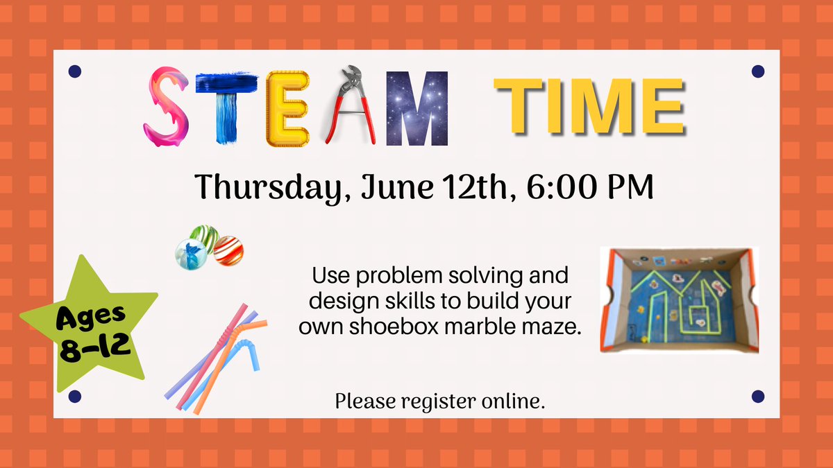 Registration is now open for our next #STEAM Time. Register online at lincolnlibrary.libcal.com/event/14284447