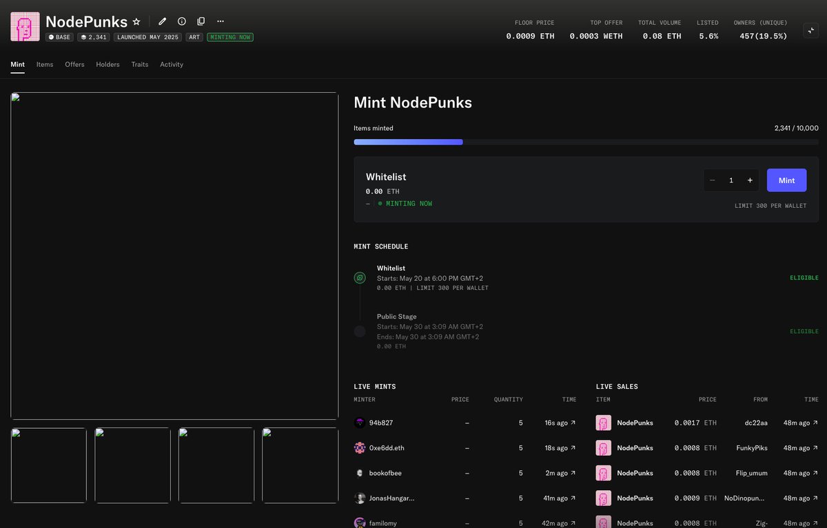 NODEPUNKS IS BACK 🔥🔥🔥

Let's mint this mfer out now 💪💪

(just missing the previews for now, but that's ok...)
