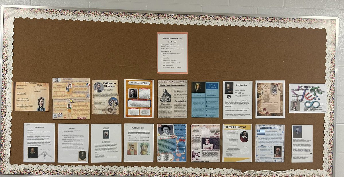 MsLiuzzi's tweet photo. Famous Mathematician Fact Cards. 🧮➕➗✖️@transfigtcdsb https://t.co/fNJywusGAE