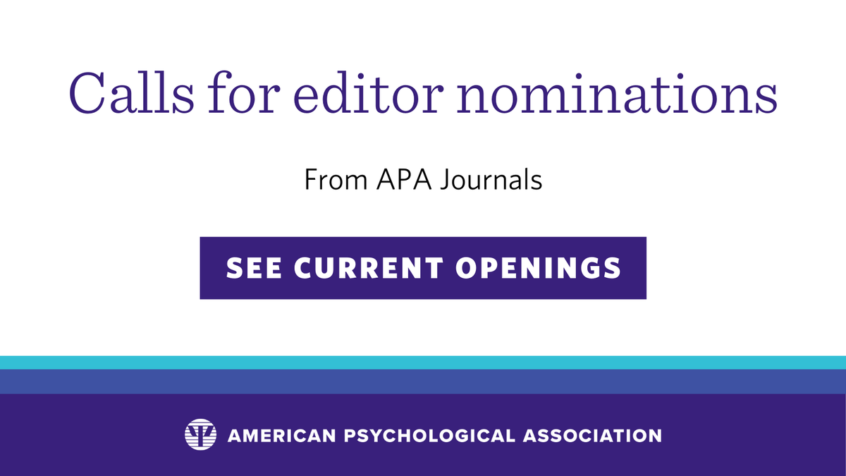 APA Journals (@apa_journals) on Twitter photo Explore calls for editor and associate editor nominations from journals published by the American Psychological Association (<a href="/APA/">American Psychological Association</a>) bit.ly/3SDCLwj Explore calls for editor and associate editor nominations from journals published by the American Psychological Association (<a href="/APA/">American Psychological Association</a>) bit.ly/3SDCLwj