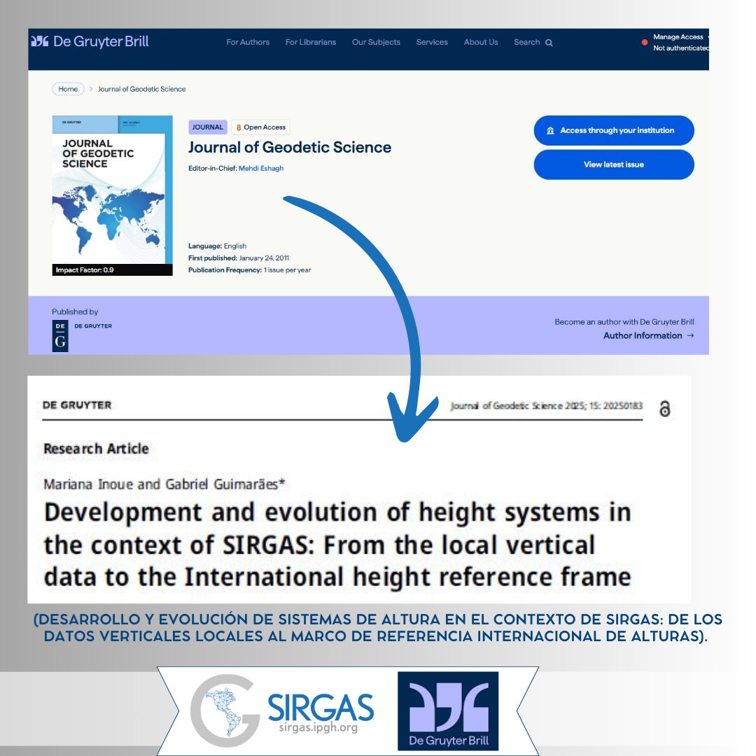 📢 ¡Nueva publicación científica!
Mariana Inoue y Gabriel Guimarães analizan la evolución de sistemas de altura en SIRGAS 🌎
📖 Pág. Web SIRGAS: sirgas.ipgh.org/novedades/nuev…
🔗De Gruyter Brill:  degruyterbrill.com/document/doi/1…
<a href="/degruyter_brill/">De Gruyter Brill ➡️ @degruyterbrill.bsky.social</a> <a href="/IPGH_PAIGH/">IPGH</a> <a href="/iag_geodesy/">IAG International Association of Geodesy</a> <a href="/UNGGIMAmericas/">UN-GGIM:Americas</a> <a href="/unggce/">UN Global Geodetic Centre of Excellence</a>