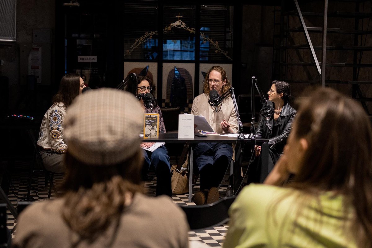 OKhromeychuk's tweet photo. This is a very special episode of the Ukraine Shelf: recoded in Ukraine in front of a live audience with incredible guests Maria Tumarkin and Yulia @Musakovska. 

We tackled tough topics—war and trauma—but left feeling uplifted and inspired. Give it a listen! 🎧 Link below. https://t.co/jPhPl2uLGB