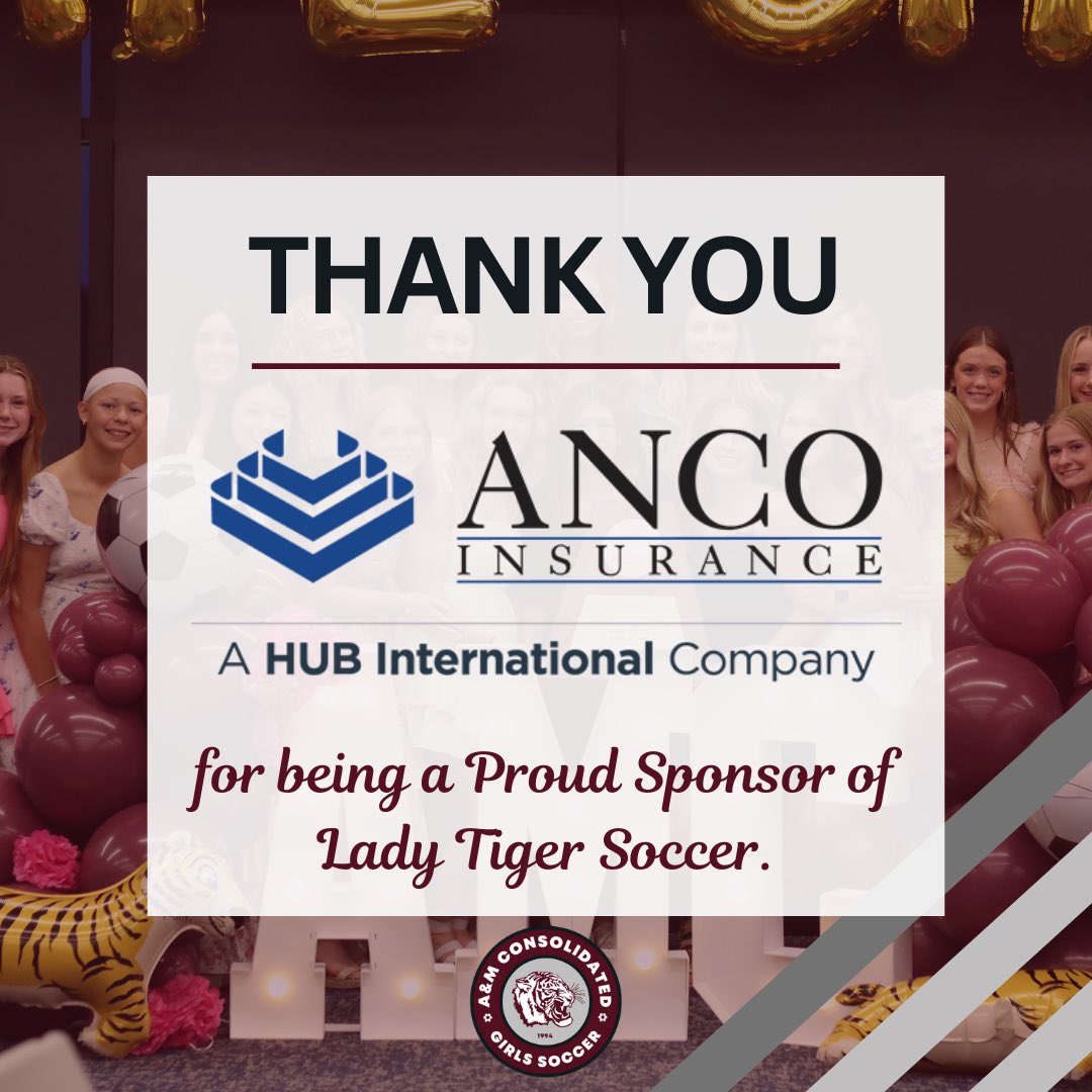 A&M Consol Lady Tigers (@amcconsolsoccer) on Twitter photo We would like to pick up on some more of our appreciation posts!
Thank you to <a href="/ancoinsurance/">ANCO Insurance, A Hub International Company</a> for your aid and support this season!
We appreciate your help in making our 2025 Season a success! We would like to pick up on some more of our appreciation posts!
Thank you to <a href="/ancoinsurance/">ANCO Insurance, A Hub International Company</a> for your aid and support this season!
We appreciate your help in making our 2025 Season a success!