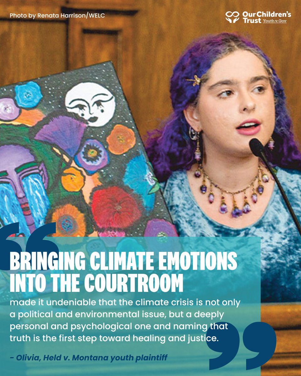 Olivia, a youth plaintiff in Held v. Montana, brought climate emotions into the courtroom—sharing both the health and mental health impacts she’s facing, along with her artwork, Gaia, Mother Nature, a symbol of grief and resilience. Read more in our blog: bit.ly/3SFk6Ag