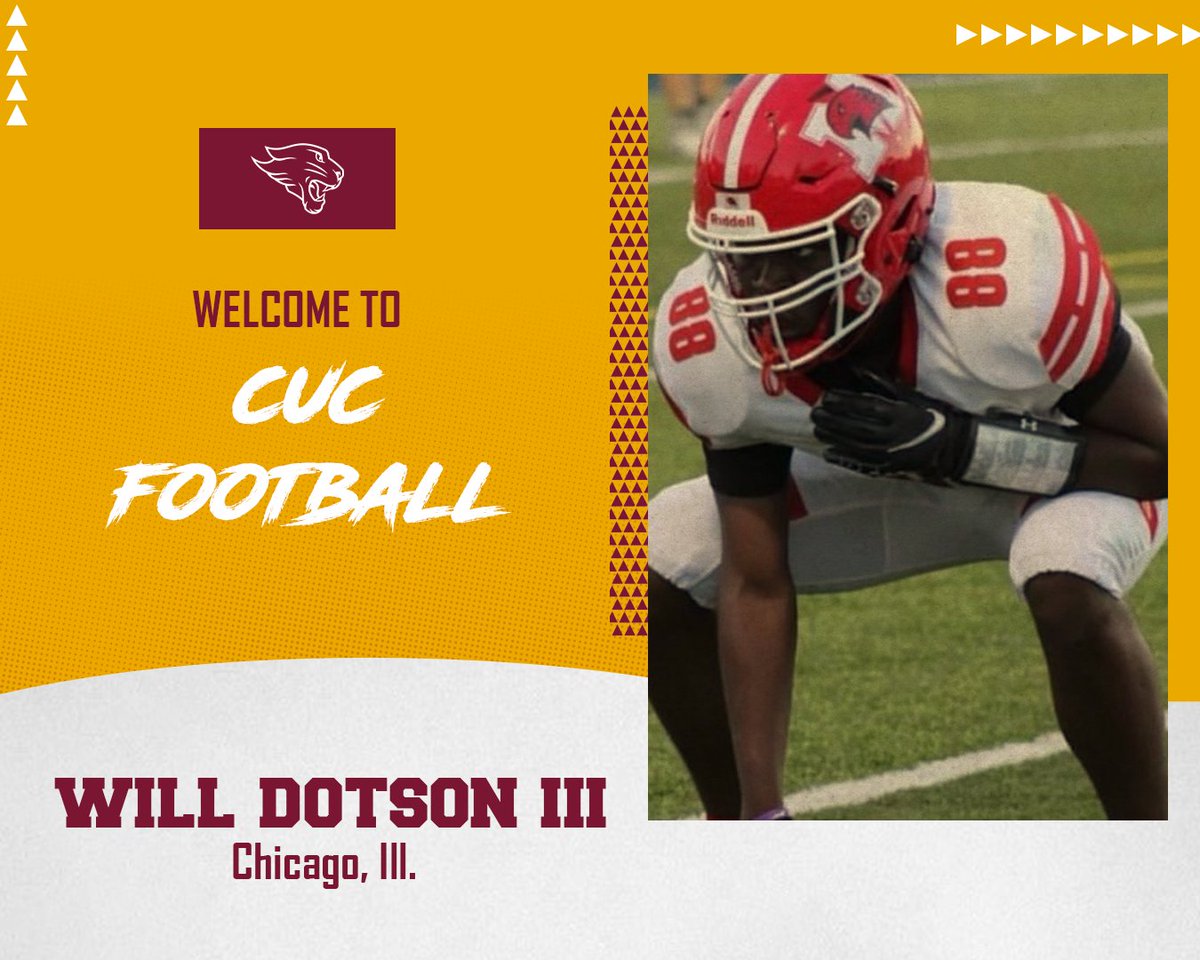 It's time to welcome another new family member for the 2025 season ⬇️                  

Meet our transfer tight end/wide receiver from Knox College.                    

Welcome to the CUC Family, Will Dotson III!!