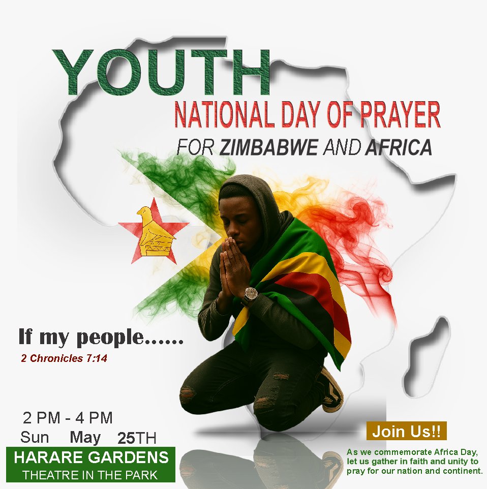 Save & Serve Dzimbahwe (@sszim_africa) on Twitter photo Calling all young people! Let’s come together at Theatre in the Park, Harare Gardens, to lift our voices in prayer for our nation and continent. Your presence matters!
#AfricaDay #YouthInAction #25May2025 #SEED
<a href="/_AfricanUnion/">African Union</a> <a href="/AfricansRising/">Africans Rising</a> <a href="/AfrikParliament/">PanAfricanParliament</a> <a href="/SAYoF_Official/">Southern Africa Youth Forum (SAYoF)</a> Calling all young people! Let’s come together at Theatre in the Park, Harare Gardens, to lift our voices in prayer for our nation and continent. Your presence matters!
#AfricaDay #YouthInAction #25May2025 #SEED
<a href="/_AfricanUnion/">African Union</a> <a href="/AfricansRising/">Africans Rising</a> <a href="/AfrikParliament/">PanAfricanParliament</a> <a href="/SAYoF_Official/">Southern Africa Youth Forum (SAYoF)</a>