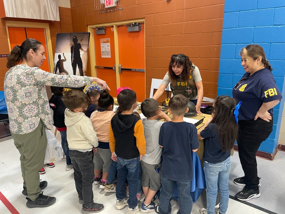 FBIElPaso's tweet image. Yesterday, #FBIEP employees had fun talking to the young Falcons at the Deanna Davenport Elementary School Career Fair. They asked a lot of questions and are ready to become future #FBI agents. Thank you for having us, Falcons!