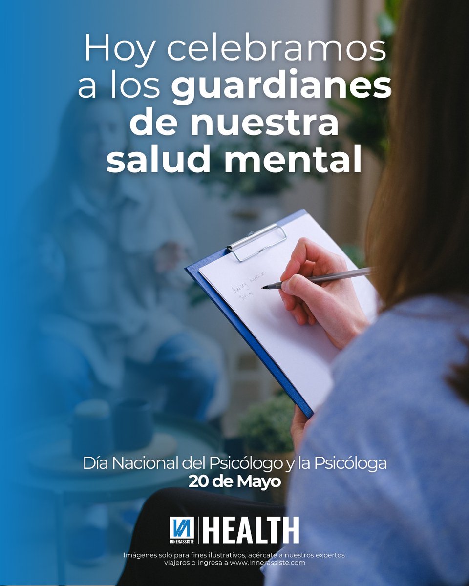 InnerAssisteMx's tweet photo. Desde el 20 de mayo de 1997 se definió este día para celebrar a los especialistas que velan por la salud mental de toda la sociedad. 👨‍⚕️👩‍⚕️

¡Muchas gracias por ayudarnos a disfrutar una vida más plena! 🧠🩵

#InnerAssisteHealth #DíadelPsicólogoylaPsicóloga https://t.co/qOFwycGVeT