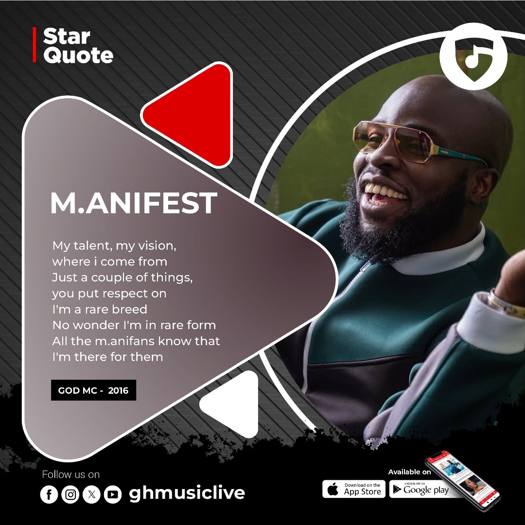 ghmusiclive's tweet photo. My talent, my vision,
where i come from
Just a couple of things,
you put respect on
I'm a rare breed
No wonder I'm in rare form
All the m.anifans know that
I'm there for them
#GODMC - 2016
@manifestive
#starquote
#ghmusiclive
#letsplay https://t.co/jG0pCCJbNz