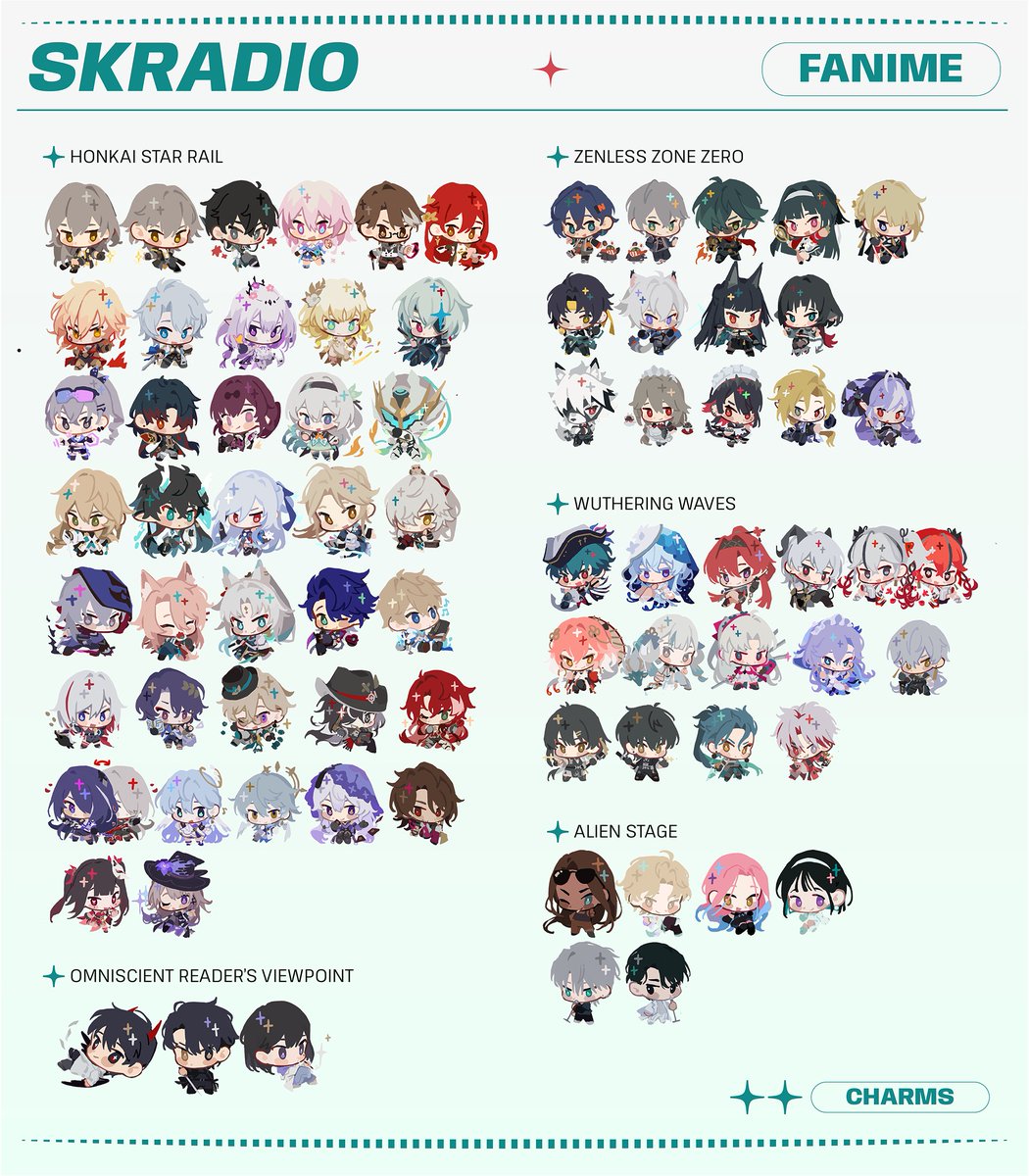 my catalog for fanime 2025! I will once again be at table 1005

added nezha, svsss, crk, ak, mhyk, miku, link click, zzz, wuwa &amp; amphoreus charms 🙂‍↕️ + some originals and risos! i'll also be bringing metal bookmarks. hope to see you there!! (1/2)

#fanime #fanime2025