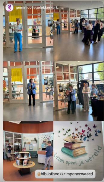 GeminiCollege's tweet photo. Het Booklab is geopend op het Gemini College! Onze nieuwe bibliotheek wordt gerund door leerlingen van E&amp;O én heeft AI-hologram Lexie als assistent. Lezen, leren en ondernemen komen hier samen! #Booklab #AIinOnderwijs #GeminiCollege #onderwijsinnovatie https://t.co/GWSoeE7nlR