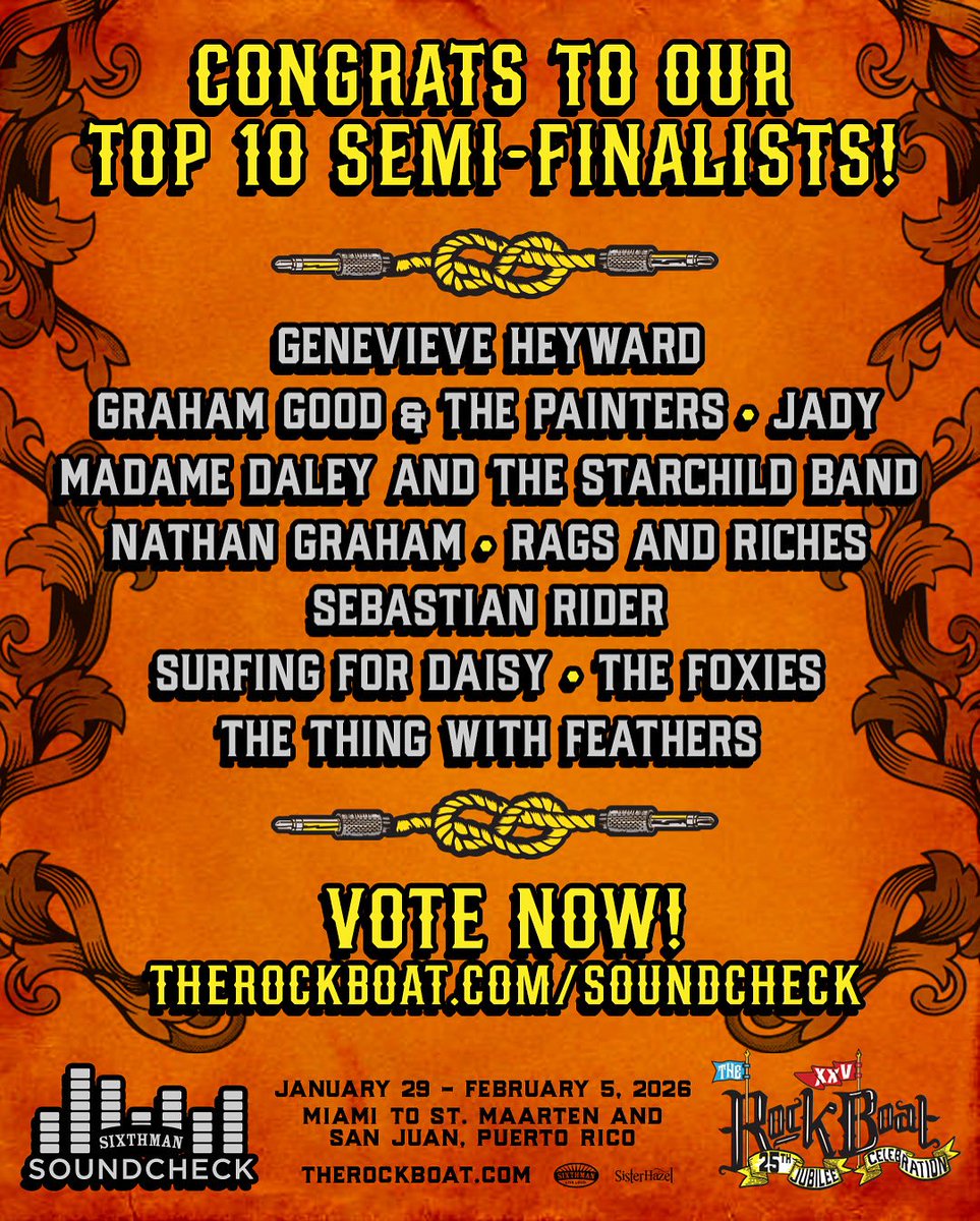 We are so excited to announce that we are one of the top 10 semi finalists for #therockboat <a href="/TheRockBoat/">The Rock Boat</a>  VOTE NOW AT THE LINK BELOW!❤️⬇️

therockboat.com/soundcheck