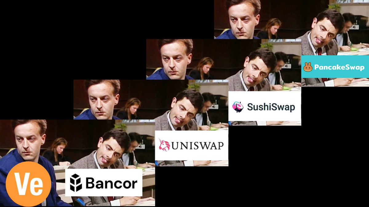 SovereignRiz's tweet image. Ve &amp;gt; Bancor &amp;gt; Uniswap &amp;gt; SushiSwap &amp;gt; PancakeSwap