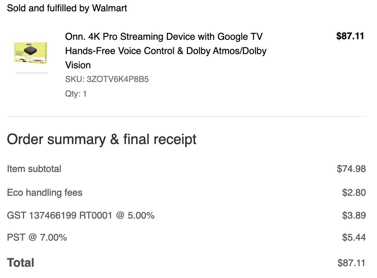 loquitus's tweet photo. @CBCNews @CTVNews @globalnews @CBCGoPublic Walmart -- why are you ripping people off on the ECO handling? That fee is $0.45, NOT $2.80. And as a result of doing that, you also made off with $0.28 in collected sales tax too! Yes -- you charged full sales tax on that ECO fee. https://t.co/ARHbrpQvbg