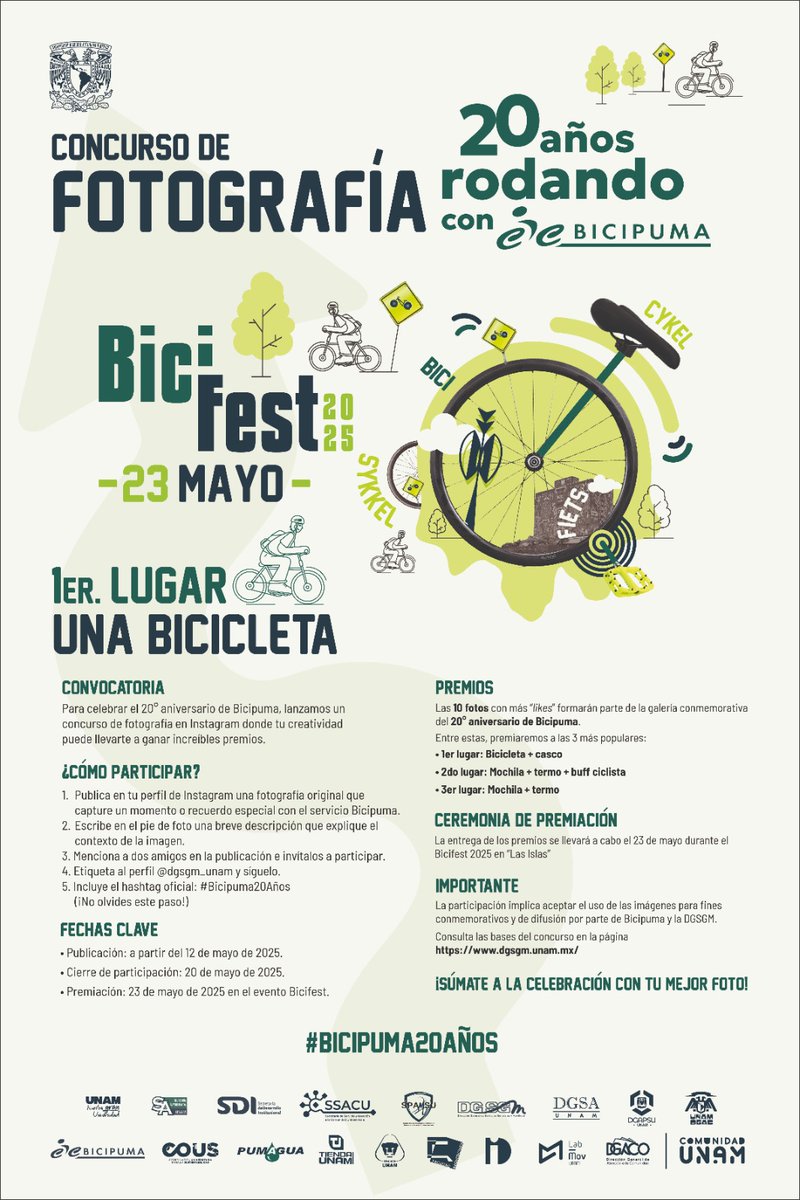 PrismaRU's tweet photo. 🥳¡Extendemos la invitación al #BiciFest 2025!  Festeja los#20añosrodandoconBiciPuma 🚲 🚲 

📅 23 de mayo de 2025
📌En Las Islas, #CiudadUniversitaria
🚴‍♂️A partir de las 11:00 horas https://t.co/AcvfKwUzY2