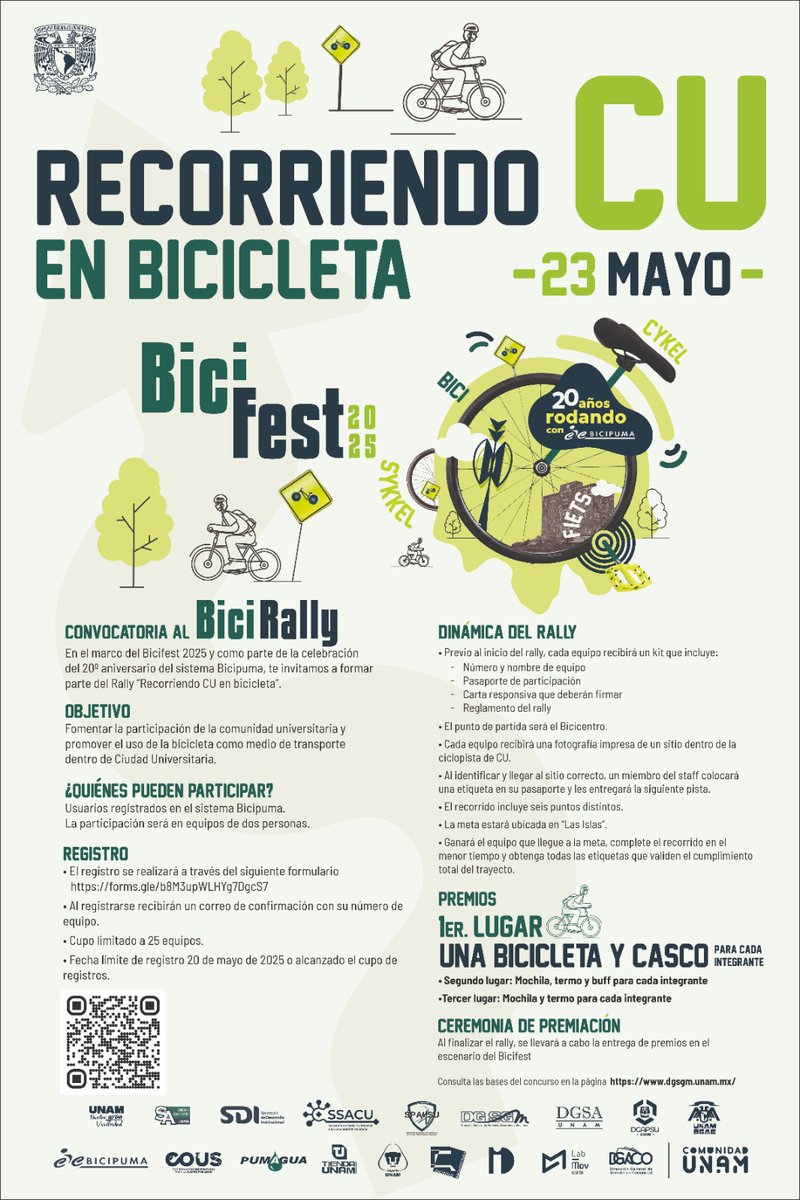 PrismaRU's tweet photo. 🥳¡Extendemos la invitación al #BiciFest 2025!  Festeja los#20añosrodandoconBiciPuma 🚲 🚲 

📅 23 de mayo de 2025
📌En Las Islas, #CiudadUniversitaria
🚴‍♂️A partir de las 11:00 horas https://t.co/AcvfKwUzY2