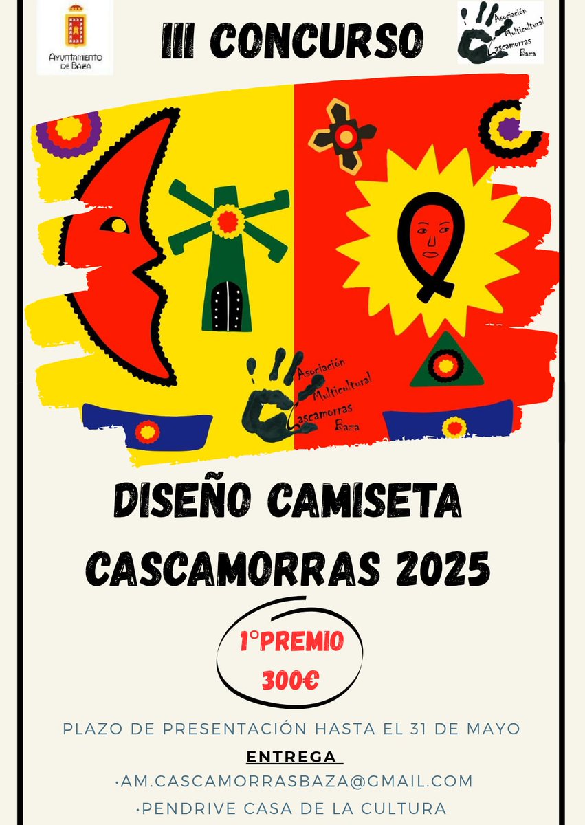 Un año más, la Asociación Multicultural Cascamorras Baza, con la colaboración del Ayuntamiento de Baza, pone en marcha el Concurso para el diseño de las camisetas de Cascamorras. El plazo para presentar tu propuesta acaba el 31 de mayo y el premio para el ganador es de 300 euros.