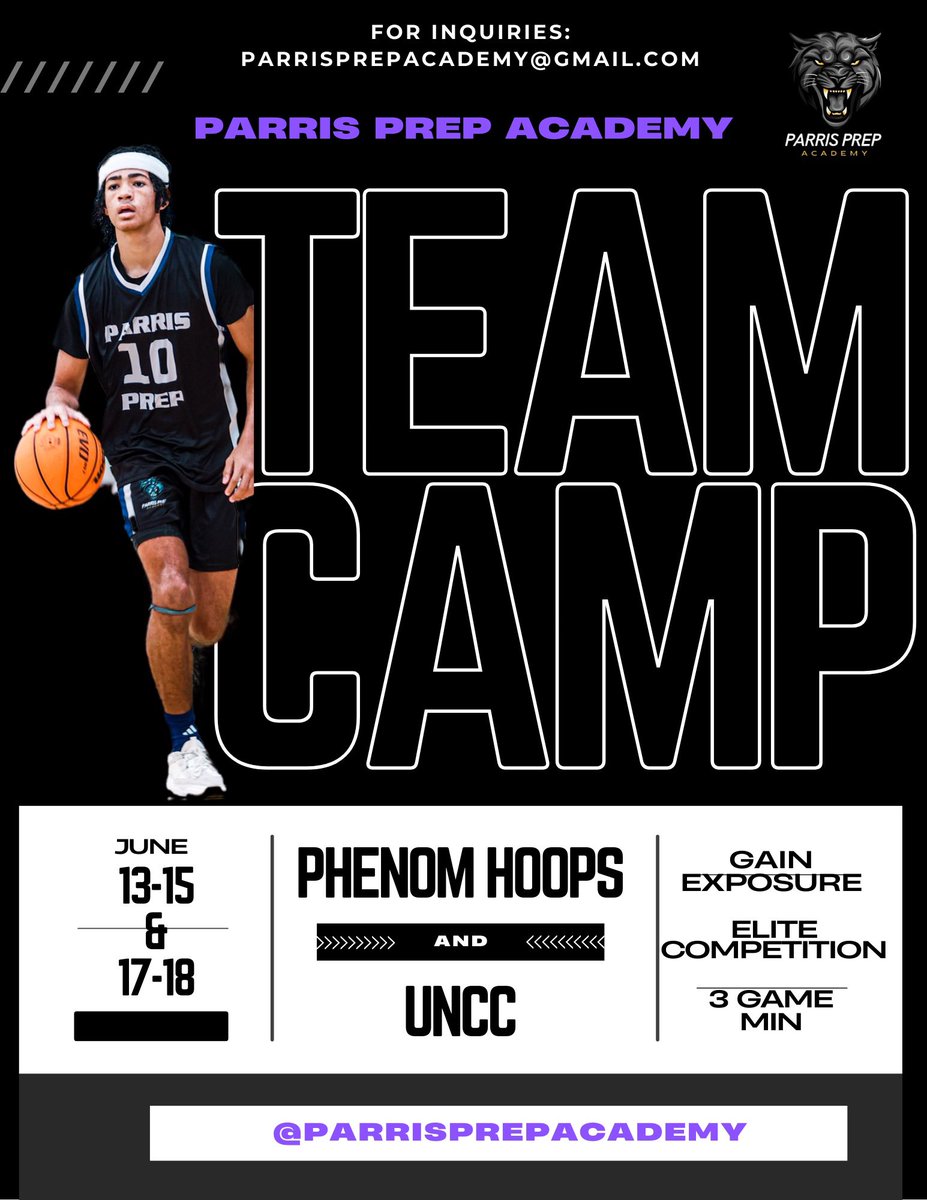 ParrisPrepAcademy (@parrisprep) on Twitter photo The Parris Prep Panthers Are Back for Year 2! We’re kicking off June competing in some of the most elite Team Camps in the state.
High-level players looking to join a program that’s #BuiltDifferent — we’ve got invite-only runs coming soon. <a href="/Phenom_Hoops/">Phenom Hoop Report</a> <a href="/ty1ewis/">Tyler Lewis</a>
#ParrisPrep The Parris Prep Panthers Are Back for Year 2! We’re kicking off June competing in some of the most elite Team Camps in the state.
High-level players looking to join a program that’s #BuiltDifferent — we’ve got invite-only runs coming soon. <a href="/Phenom_Hoops/">Phenom Hoop Report</a> <a href="/ty1ewis/">Tyler Lewis</a>
#ParrisPrep