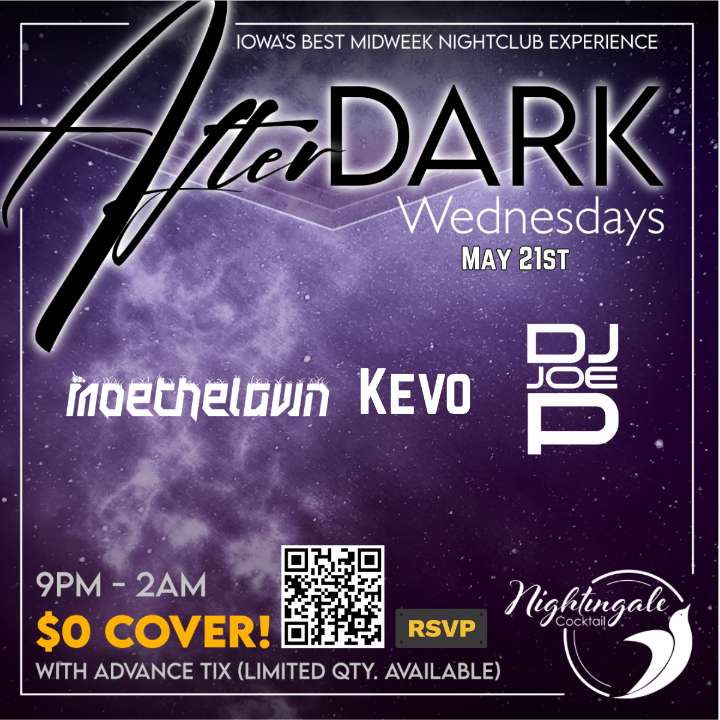 I'm performing IRL at Nightingale Cocktail in Des Moines, IA on Wed, May 21st at 10pm CDT for an hour and a half.  Use the QR code (hope it works lol) to get free advanced tickets, otherwise it's $5 at the door.  Let me know if you're going!