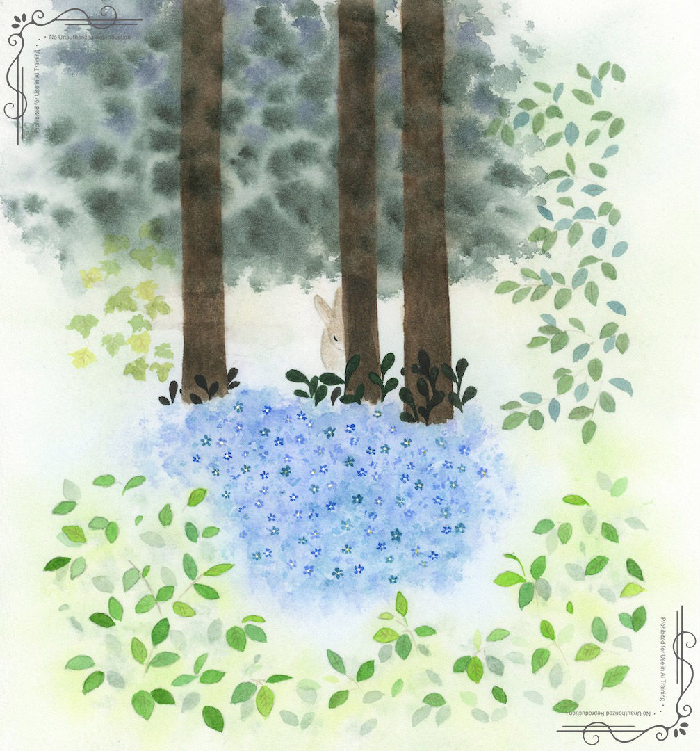 AtelierTomorise's tweet image. A tiny, hidden glade,
where little blue flowers once bloomed in silence,
a secret garden now held only in memory.
今はもう見ることができない
記憶の中にだけ存在する
小さな小さな秘密の花園