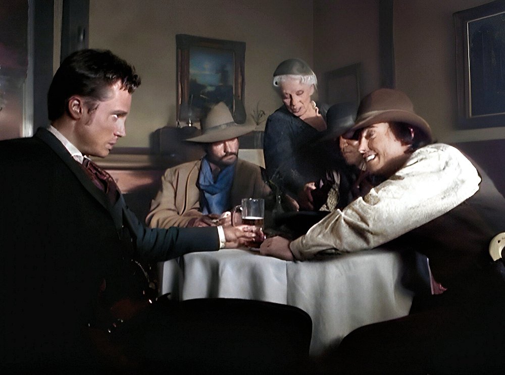Magnificent7TV's tweet image. JD: So the three-legged dog walks right into the saloon. He walks right up to the bartender, he says: "I'm looking for the man who shot my paw." My paw... three-legged dog...
Ezra: You might want to work on your repertoire, son.
Episode: Inmate 78
#Magnificent7TV