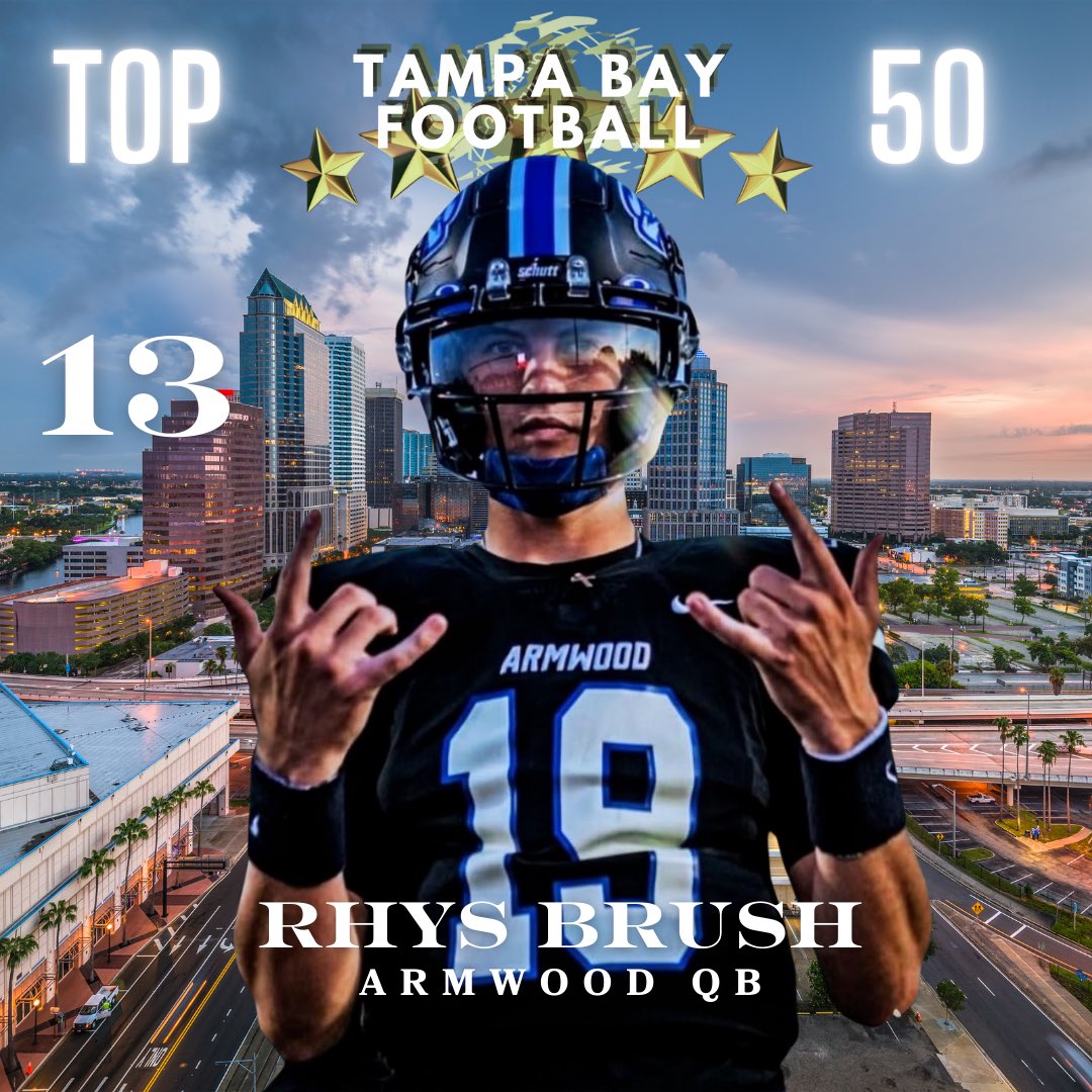 Tampa Bay Football (@tampafootballfl) on Twitter photo Straight gunslinger. Great player to watch sling it around. Moves well and tough as nails. Plays for a great program and is committed to our local <a href="/USFFootball/">USF Football</a> <a href="/RhysBrush/">Rhys Brush</a> <a href="/ArmwoodFTBL/">Armwood Football</a> Straight gunslinger. Great player to watch sling it around. Moves well and tough as nails. Plays for a great program and is committed to our local <a href="/USFFootball/">USF Football</a> <a href="/RhysBrush/">Rhys Brush</a> <a href="/ArmwoodFTBL/">Armwood Football</a>