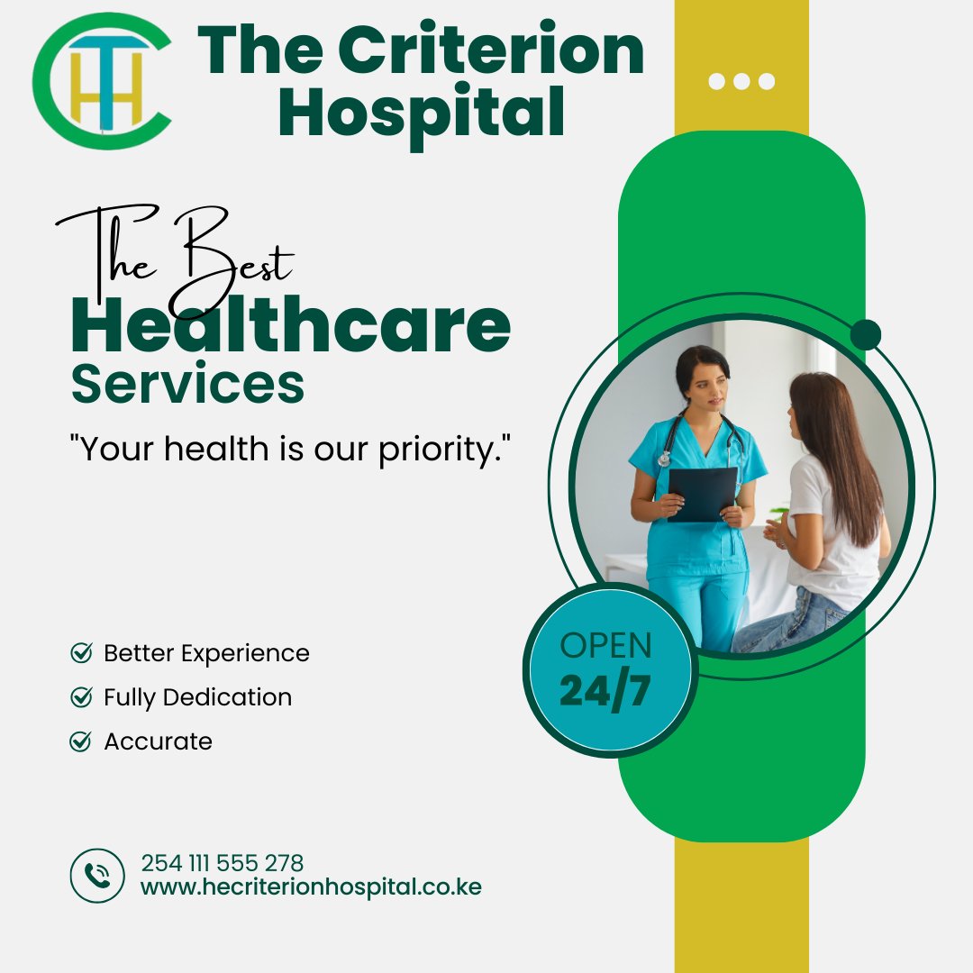 criterion_hosp's tweet photo. Experience compassionate, accurate, and dedicated healthcare 24/7.
Your health is our priority at The Criterion Hospital.
📍 Ongata Rongai | 📞 +254 111 555 278
🌐 https://t.co/5nDyQl48Nm

#healthcare #HealthTips https://t.co/DnuS0tJd9G