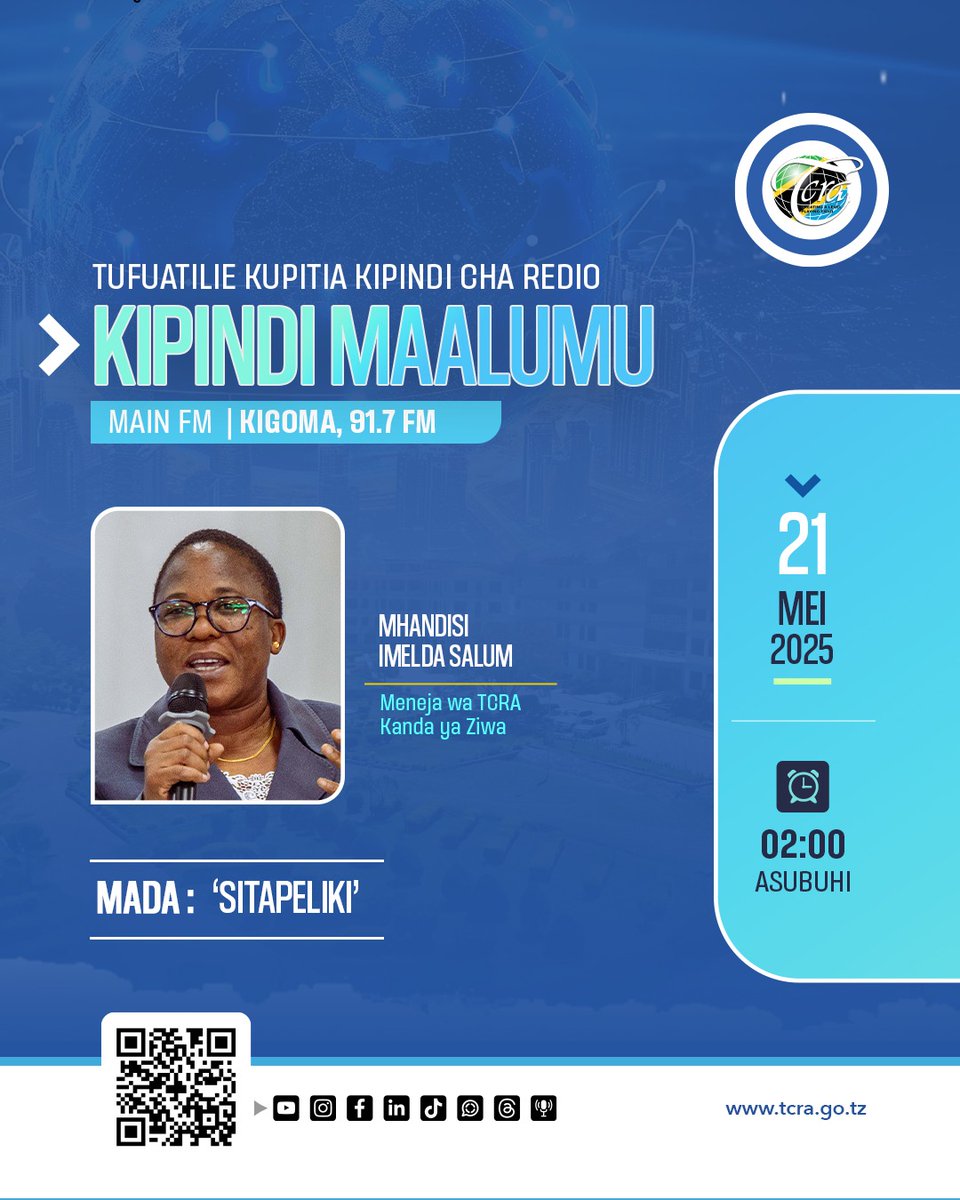 🚨Usikose kufuatilia kipindi maalumu cha redio kuanzia saa 2 Asubuhi kupitia MAIN FM 91.7📍Kigoma
📌Mada: SITAPELIKI &amp; Ni Rahisi Sana
🗓️ 21/5/2025, Jumatano
🕗 2:00 Asubuhi
#tcratz #nirahisisana #sitapeliki #klabuzakidijiti #digitalclubs #elimukwaumma